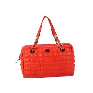 Kate Spade New York Womens Quilted Leather Chain Strap Shoulder Handbag Red